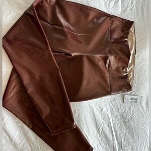 Faux leather brown heroine sport legging